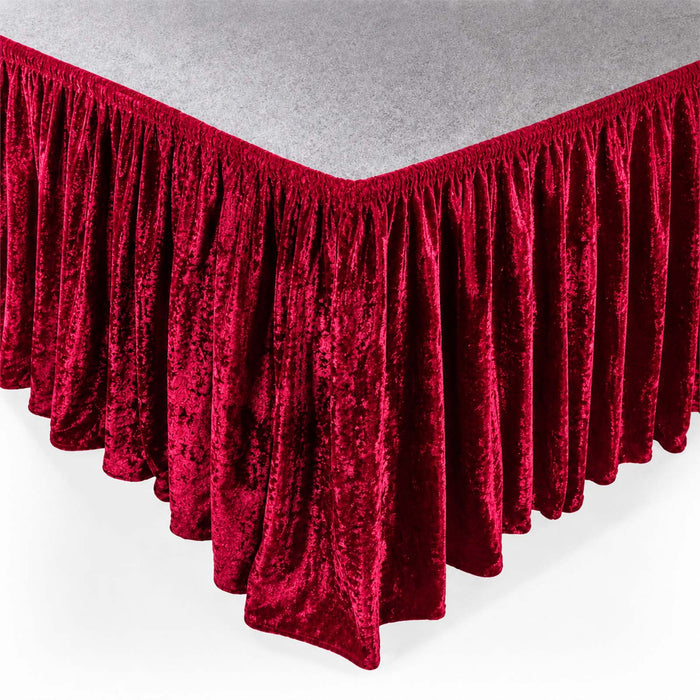 crushed velvet stage skirts, velvet stage skirts, shirred stage skirts, pleated stage skirts#color_red