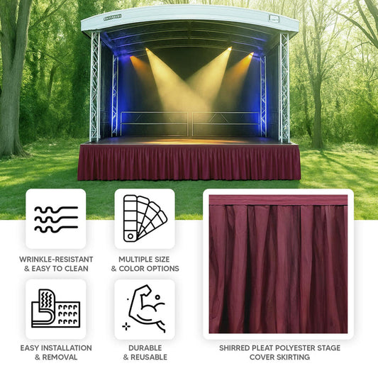 portable stage skirting, stage skirt, polyester stage skirt, pleated stage skirt, stage cover, platform cover#color_parent