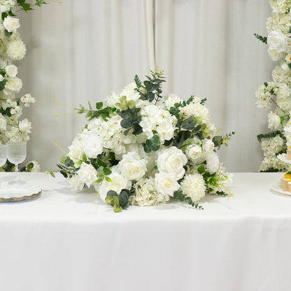 artificial flower ball, silk flower bouquet, 20 inch flower ball, floral centerpiece, faux flower arrangement, flower ball, silk flower centerpiece#color_white