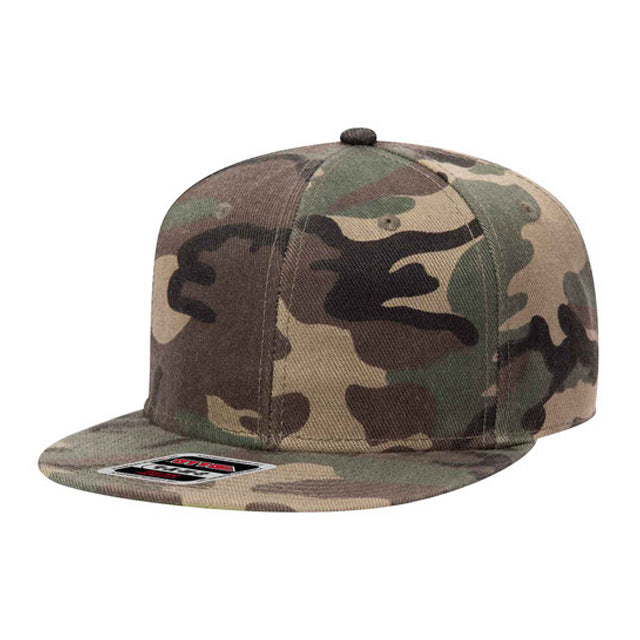 Premium 6-Panel Snapback Hat, Woodland Camouflage Cap