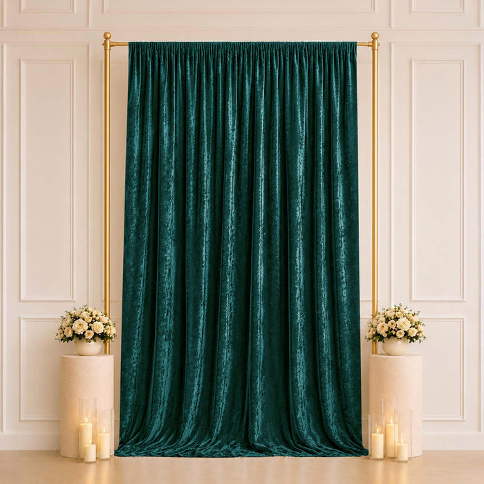crushed velvet backdrop curtain, velvet backdrop curtain, crushed velvet drapes, backdrop curtain panel, luxury velvet backdrop#color_hunter-emerald-green