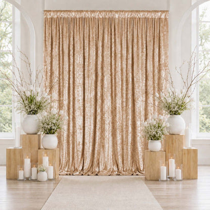 crushed velvet backdrop curtain, velvet backdrop curtain panel, crushed velvet drapery panel, velvet curtain panel, backdrop curtain panel#color_beige