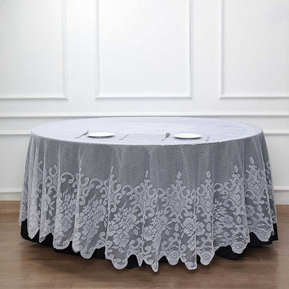 round tablecloth, polyester tablecloths, round lace tablecloth, round floral tablecloth, vintage lace tablecloths#color_white