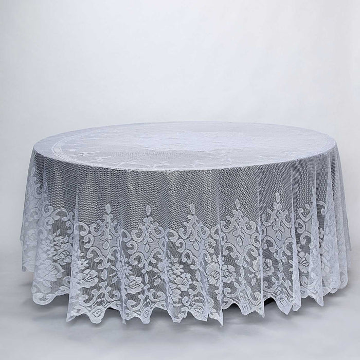round tablecloth, polyester tablecloths, round lace tablecloth, round floral tablecloth, vintage lace tablecloths#color_white