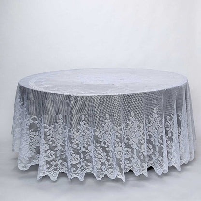 round tablecloth, polyester tablecloths, round lace tablecloth, round floral tablecloth, vintage lace tablecloths#color_white
