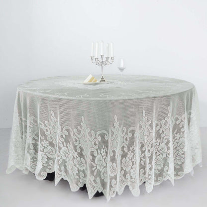 round tablecloth, polyester tablecloths, round lace tablecloth, round floral tablecloth, vintage lace tablecloths#color_ivory