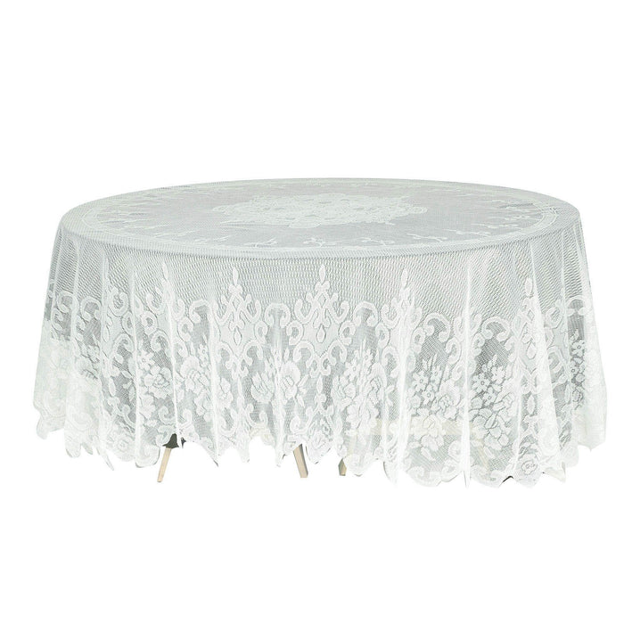 round tablecloth, polyester tablecloths, round lace tablecloth, round floral tablecloth, vintage lace tablecloths#color_ivory