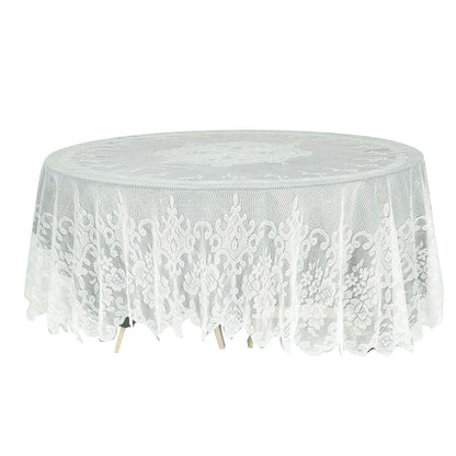 round tablecloth, polyester tablecloths, round lace tablecloth, round floral tablecloth, vintage lace tablecloths#color_ivory