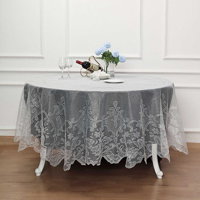 round tablecloth, polyester tablecloths, lace tablecloths, round floral tablecloth, dining room tablecloth#color_ivory