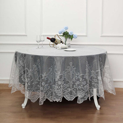 round tablecloth, polyester tablecloths, lace tablecloths, round floral tablecloth, dining room tablecloth#color_ivory
