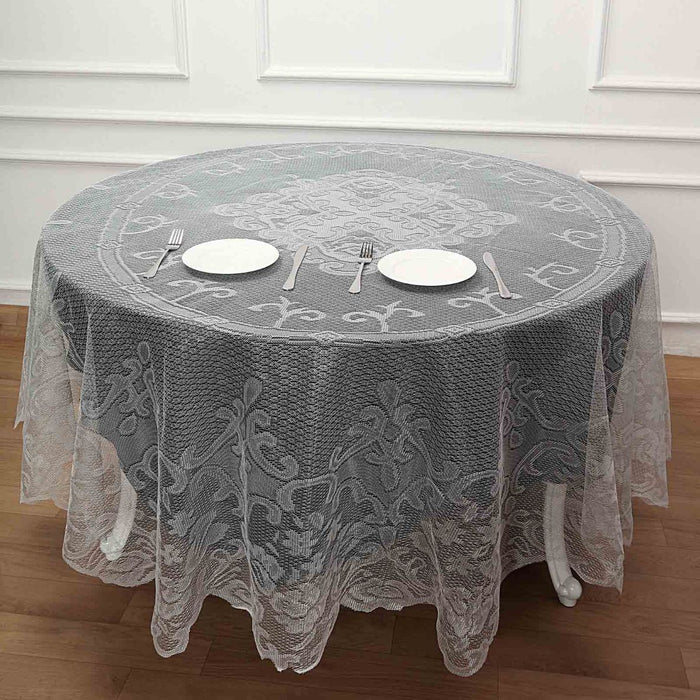 round tablecloth, polyester tablecloths, lace tablecloths, round floral tablecloth, dining room tablecloth#color_ivory