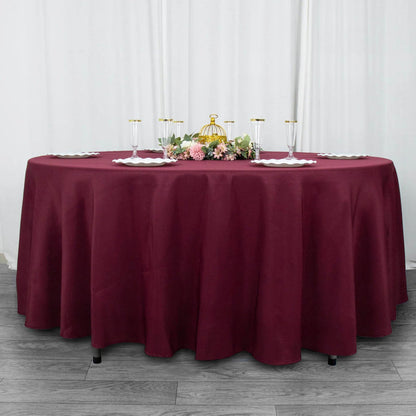 round polyester tablecloths, linentablecloth polyester tablecloth, decorative table covers, 108 inch round tablecloth, premium polyester tablecloth#color_burgundy