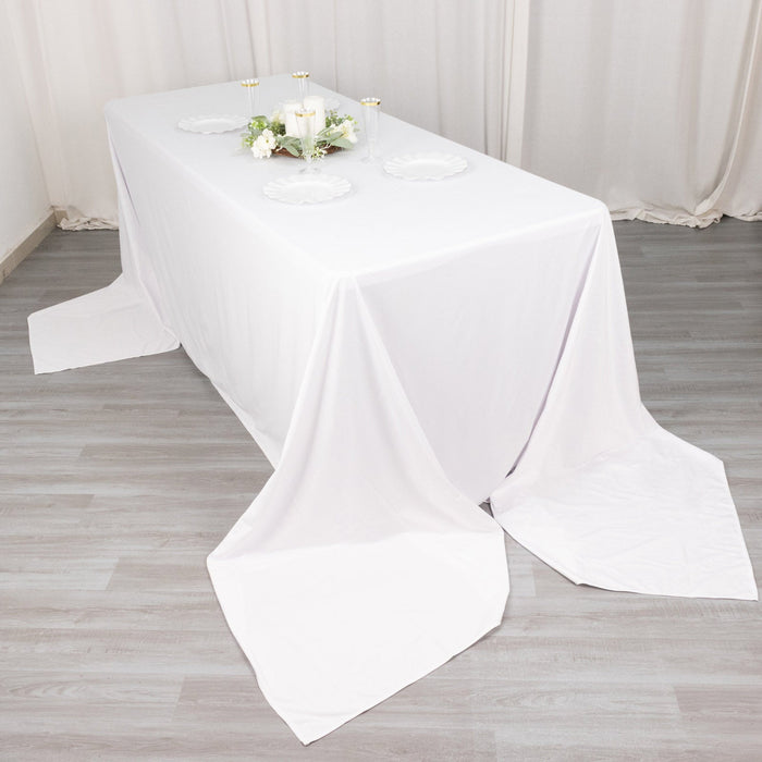 rectangle tablecloth, polyester tablecloth, tablecloths linen, dining table cloth, wrinkle free tablecloth#color_white