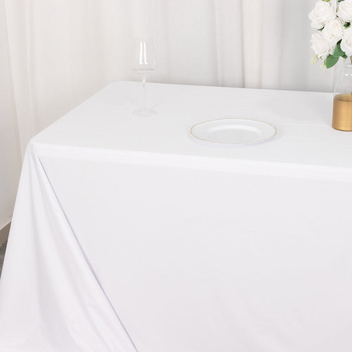 rectangle tablecloth, polyester tablecloth, tablecloths linen, dining table cloth, wrinkle free tablecloth#color_white