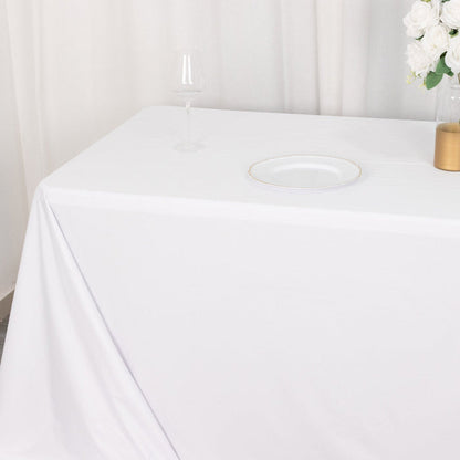 rectangle tablecloth, polyester tablecloth, tablecloths linen, dining table cloth, wrinkle free tablecloth#color_white