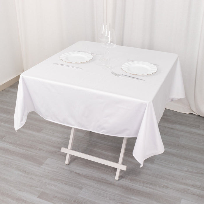 square tablecloth, polyester tablecloths, square table toppers, dining table cloth, square table cover#color_white