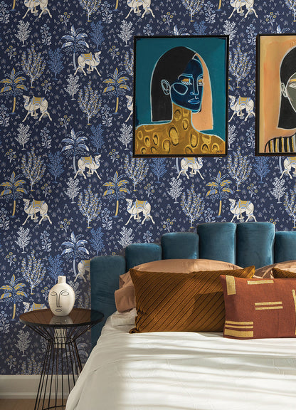 Camel's Courtyard P&S Wallpaper in a room setting