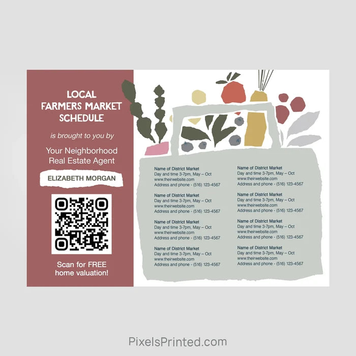 Real estate farmers market schedule postcards PixelsPrinted