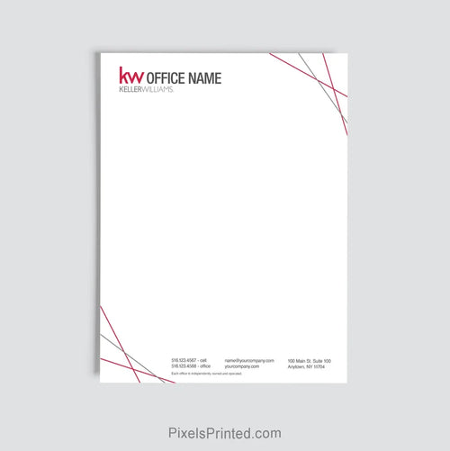 Keller Williams real estate office letterhead personalized for brokerage use