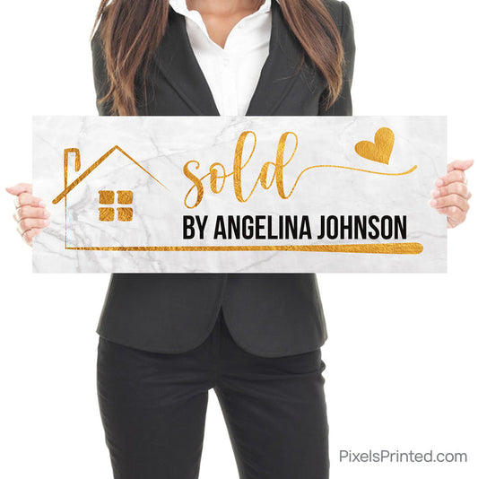 realtor sold home celebration photo sign gold