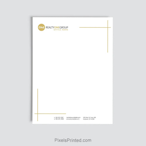 Realty ONE Group brokerage letterhead personalized with office information