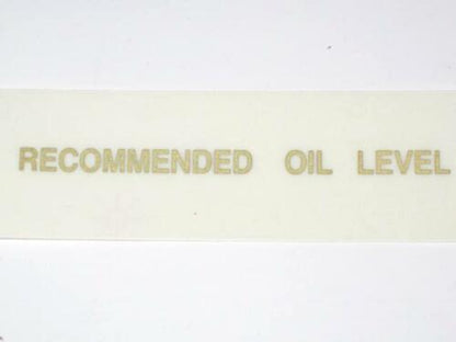 Recommended Oil Level vinyl decal Triumph BSA gold letters motorcycle