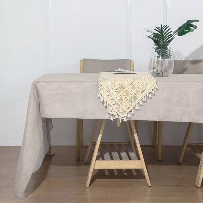 rectangle tablecloth, faux burlap tablecloth, rustic tablecloth, linen like tablecloths, textured tablecloth#color_beige