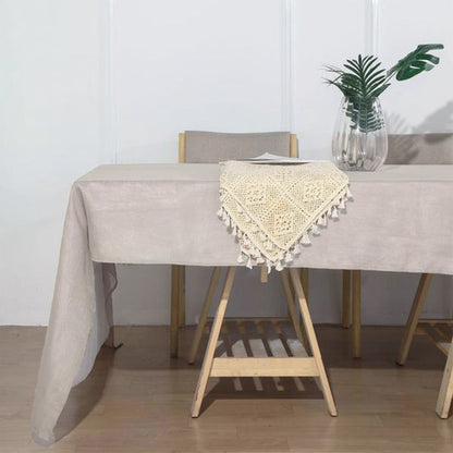 rectangle tablecloth, faux burlap tablecloth, rustic tablecloth, linen like tablecloths, textured tablecloth#color_beige
