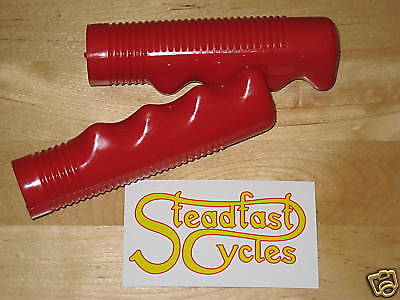 Red finger Grips motorcycle chopper bobber for 7/8" bars vintage style