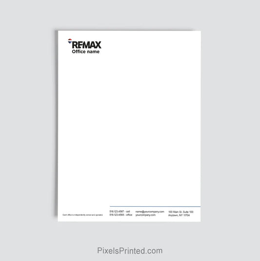 RE/MAX real estate office letterhead personalized for brokerage use