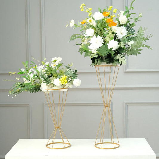 pedestal columns, metal flower stands, tall flower stands,  flower pedestals, gold flower stands#size_parent