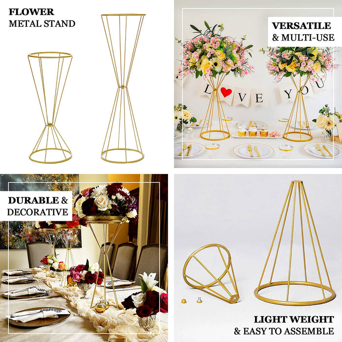 pedestal columns, metal flower stands, tall flower stands, flower pedestals, gold flower stands#size_parent