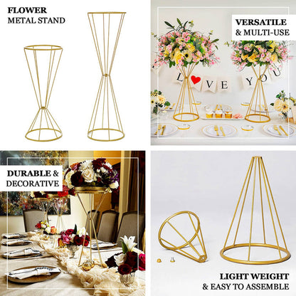pedestal columns, metal flower stands, tall flower stands, flower pedestals, gold flower stands#size_parent