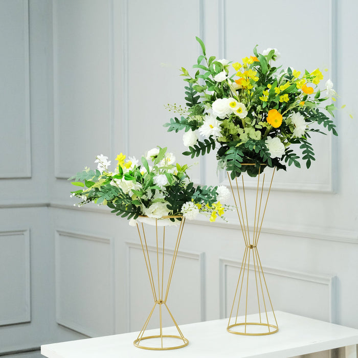 pedestal columns, metal flower stands, tall flower stands, flower pedestals, gold flower stands#size_parent