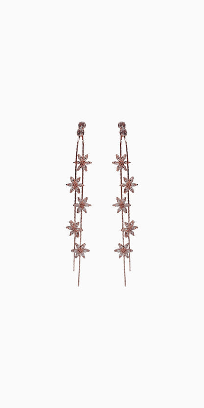 rose-gold/one size/Camille La Vie/Rhinestone Daisy Double Stand Earrings /front
