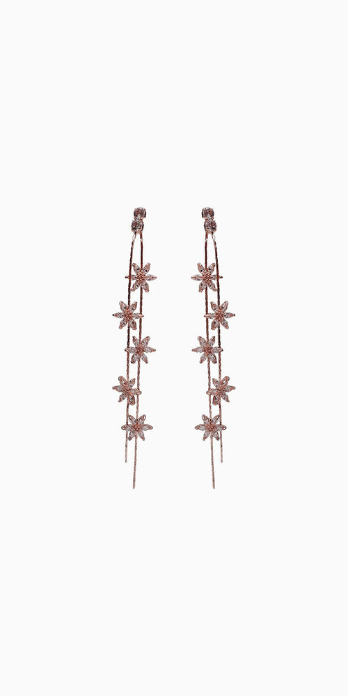 rose-gold/one size/Camille La Vie/Rhinestone Daisy Double Stand Earrings /front