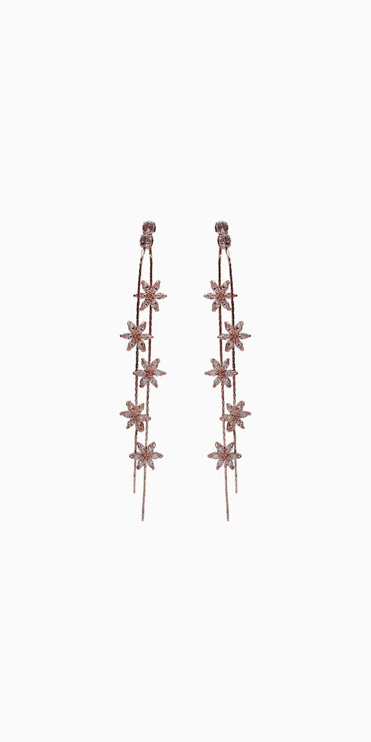 rose-gold/one size/Camille La Vie/Rhinestone Daisy Double Stand Earrings /front