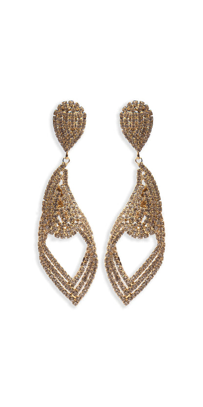 gold/one size/Camille La Vie/Rhinestone Filigree Teardrop Earrings /front