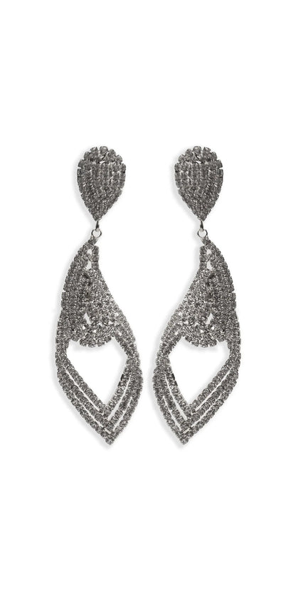 silver/one size/Camille La Vie/Rhinestone Filigree Teardrop Earrings /front
