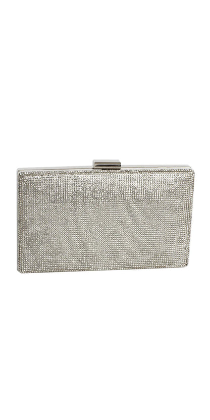 silver/no size/Camille La Vie/Rhinestone Handbag with Metal Top Closure /front1