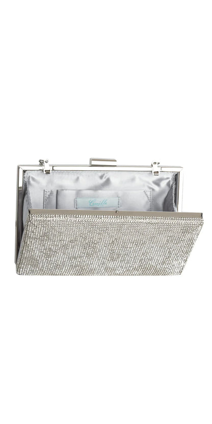 silver/no size/Camille La Vie/Rhinestone Handbag with Metal Top Closure /front alt 1