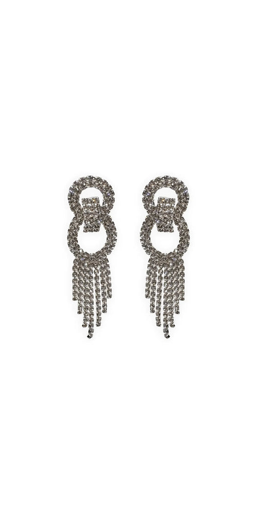 silver/one size/Camille La Vie/Rhinestone Interlock Multi Strand Earrings /front