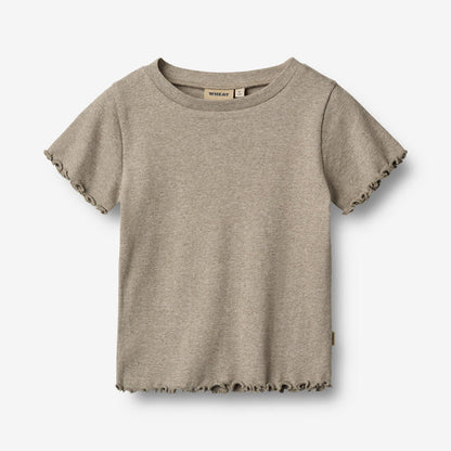 Wheat Main Rib T-shirt S/S Alicia T-Shirt 0072 gravel melange
