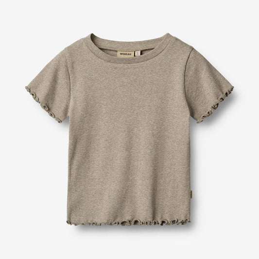 Wheat Main Rib T-shirt S/S Alicia T-Shirt 0072 gravel melange