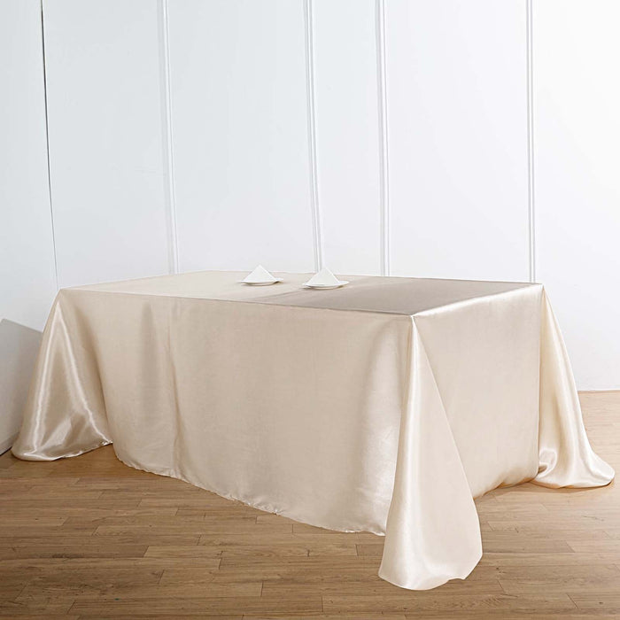 rectangle tablecloth, satin tablecloth, long tablecloths, fabric rectangle tablecloth, dining room tablecloth#color_beige