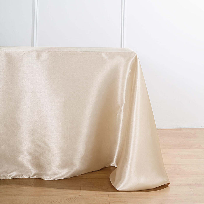 rectangle tablecloth, satin tablecloth, long tablecloths, fabric rectangle tablecloth, dining room tablecloth#color_beige