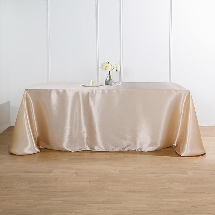 rectangle tablecloth, satin tablecloth, long tablecloths, fabric rectangle tablecloth, dining room tablecloth#color_beige