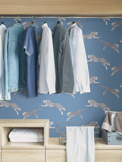Leeping Cheetah Peel and Stick Wallpaper in a room setting