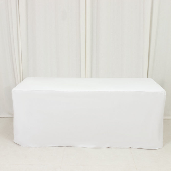 tablecloth, rectangle tablecloth, fitted tablecloth, scuba tablecloth, table linen, polyester table linen#color_white