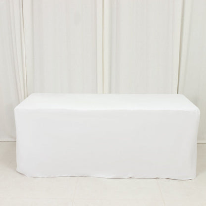 tablecloth, rectangle tablecloth, fitted tablecloth, scuba tablecloth, table linen, polyester table linen#color_white